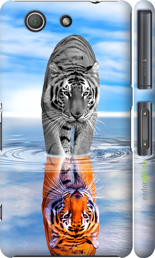 3D пластиковий глянцевий чехол Тигр для Sony Xperia Z3 Compact D5803 - 6016c-277 изображение 