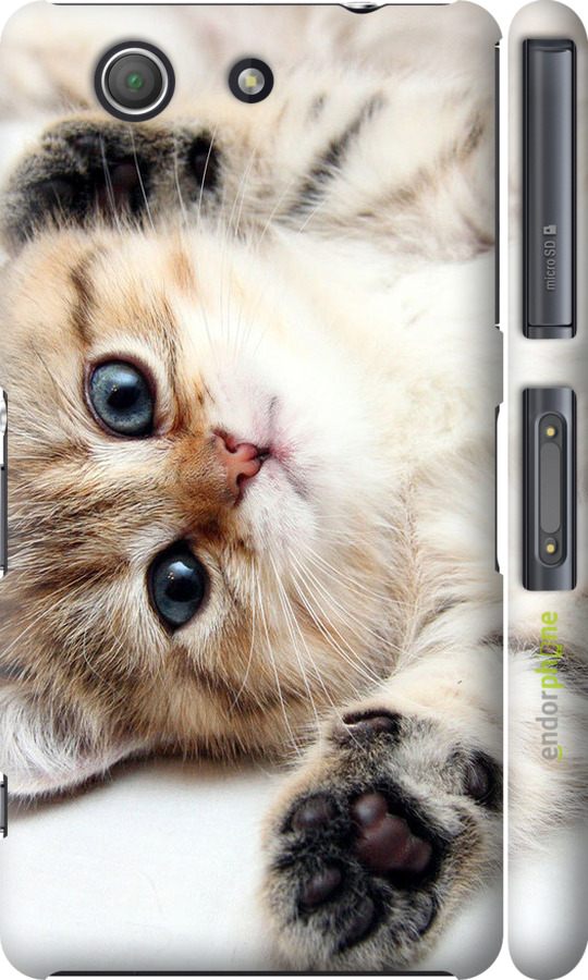 3D пластиковий глянцевий чехол Котик для Sony Xperia Z3 Compact D5803 - 6024c-277 изображение 