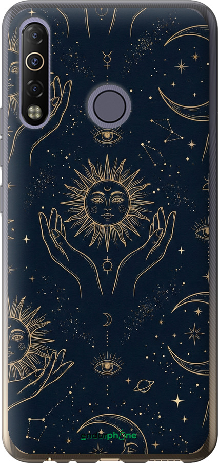 Силиконовый чехол Celestial Harmony: Sun & Moon Gold Mystic Pattern для Tecno Camon 12 Air CC6 - 6778u-2389 изображение 