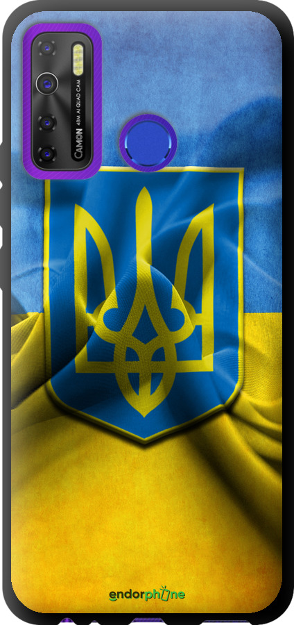 

TPU чорний чохол "Прапор та герб України" для Tecno Camon 15, Блакитний