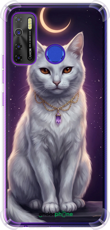 Силіконовий протиударний с посиленими кутами чехол Mystic White Cat Gothic Dark Purple Gold для Tecno Spark 5 Pro KD7 - 6805sp-2445 изображение 