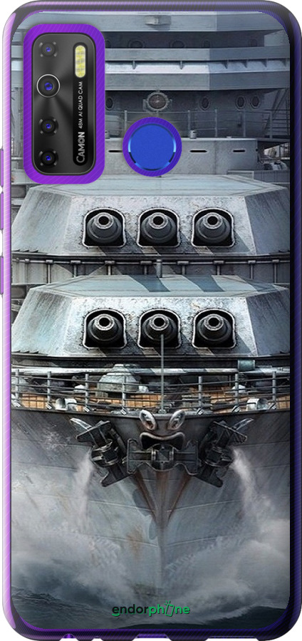 Силиконовый чехол Линкор, world of tanks, wargaming, военный корабль для Tecno Spark 5 Pro KD7 - 6453u-2445 изображение 
