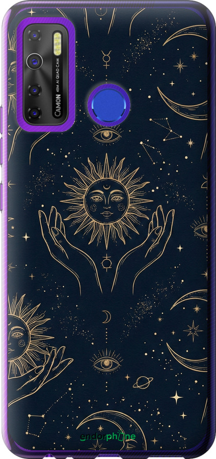 Силіконовий чехол Celestial Harmony: Sun & Moon Gold Mystic Pattern для Tecno Spark 5 Pro KD7 - 6778u-2445 изображение 