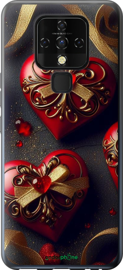 Силиконовый чехол Сердечки v4 для Tecno Camon 16 SE CE7j - 5834u-2398 изображение 