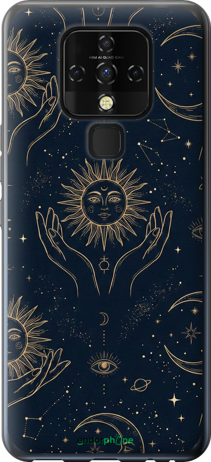 Силіконовий чехол Celestial Harmony: Sun & Moon Gold Mystic Pattern для Tecno Camon 16 SE CE7j - 6778u-2398 изображение 