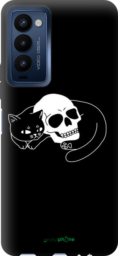 TPU чехол С изображением кота и черепа для Tecno Camon 18 CH6n - 6491b-2524 изображение 