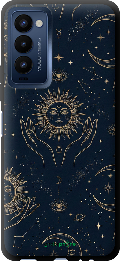 TPU чехол Celestial Harmony: Sun & Moon Gold Mystic Pattern для Tecno Camon 18 CH6n - 6778b-2524 изображение 