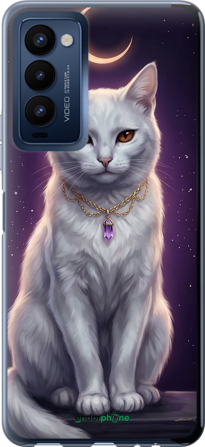 Силіконовий чехол Mystic White Cat Gothic Dark Purple Gold для Tecno Camon 18p CH7n - 6805u-2525 изображение 