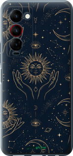Силиконовый чехол Celestial Harmony: Sun & Moon Gold Mystic Pattern для Tecno Camon 18 Premier - 6778u-2652 изображение 