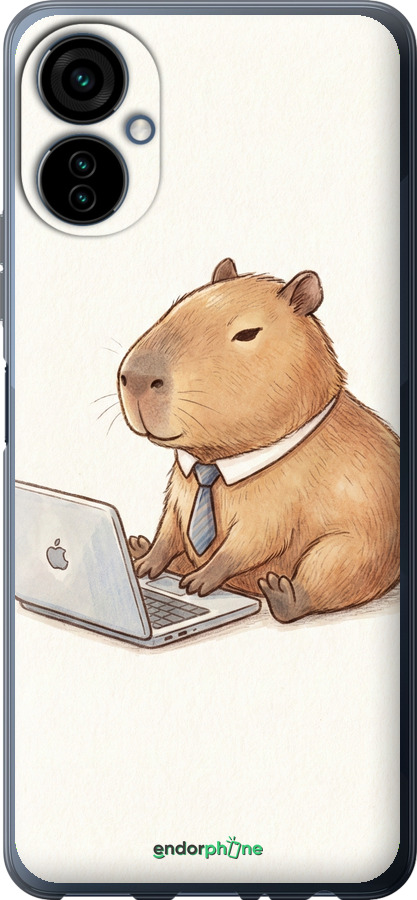 Силиконовый чехол Funny Capybara CEO Working для Tecno Camon 19 Neo CH6i - 6777u-2753 изображение 