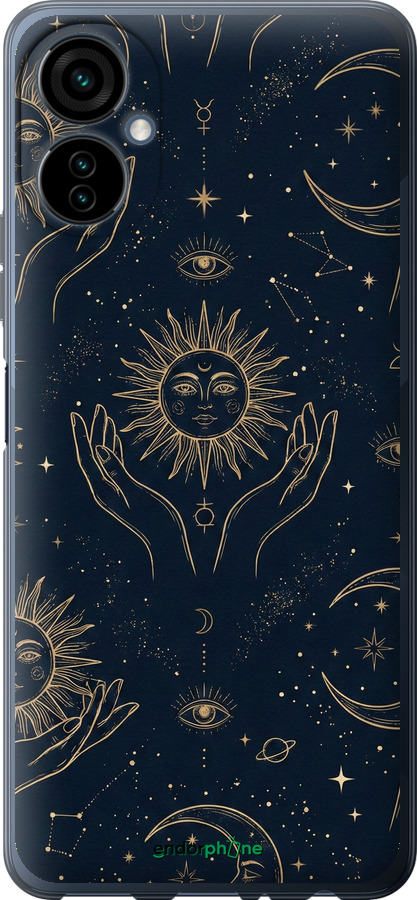 Силіконовий чехол Celestial Harmony: Sun & Moon Gold Mystic Pattern для Tecno Camon 19 Neo CH6i - 6778u-2753 изображение 