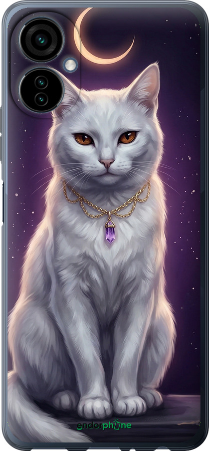 Силиконовый чехол Mystic White Cat Gothic Dark Purple Gold для Tecno Camon 19 Neo CH6i - 6805u-2753 изображение 