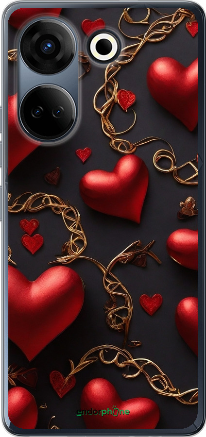 Силиконовый чехол Сердечки для Tecno Camon 20 Pro - 5831u-3100 изображение 