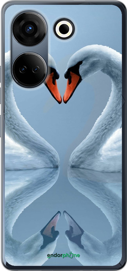 Силіконовий чехол Лебеді для Tecno Camon 20 Pro - 6007u-3100 изображение 