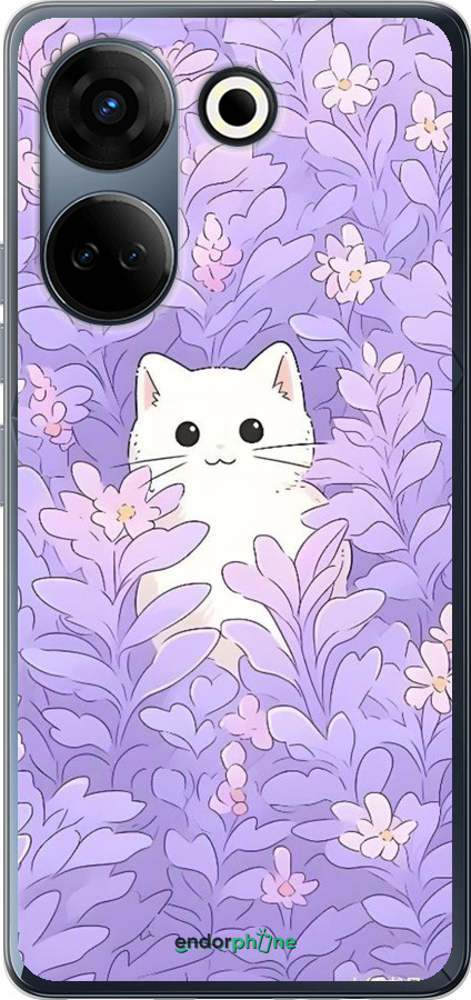 Силіконовий чехол Котик в цветах для Tecno Camon 20 Pro - 6390u-3100 изображение 