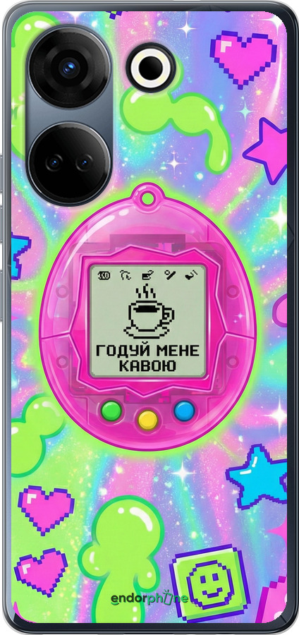 Силиконовый чехол Y2K Aesthetic Retro Pet: Годуй мене кавою для Tecno Camon 20 Pro - 6784u-3100 изображение 