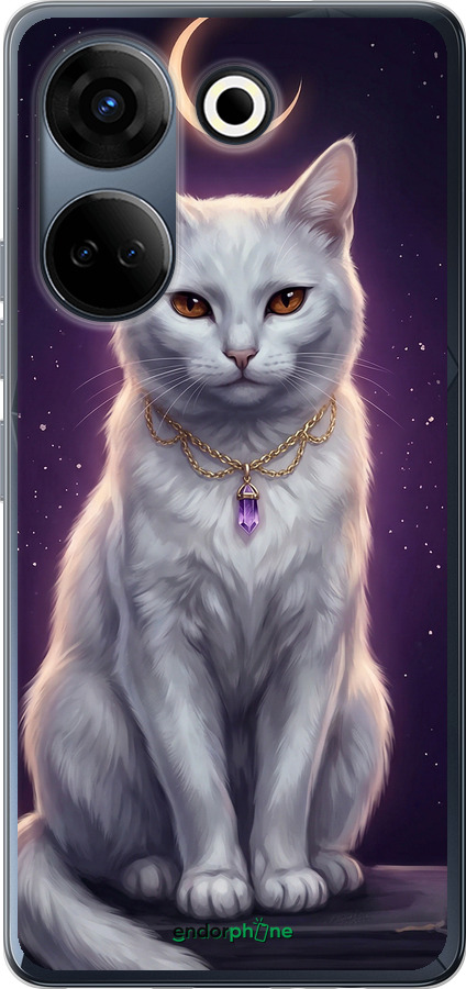 Силиконовый чехол Mystic White Cat Gothic Dark Purple Gold для Tecno Camon 20 Pro - 6805u-3100 изображение 