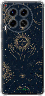 Силикон с усиленными углами чехол Celestial Harmony: Sun & Moon Gold Mystic Pattern для Tecno Camon 30 4g - 6778sp-3712 изображение 