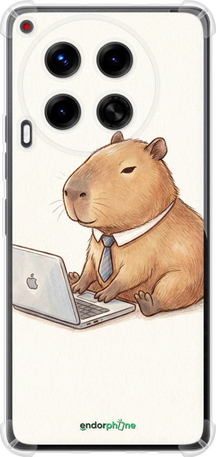 Силіконовий протиударний с посиленими кутами чехол Funny Capybara CEO Working для Tecno Camon 30 4g - 6777sp-3712 изображение 