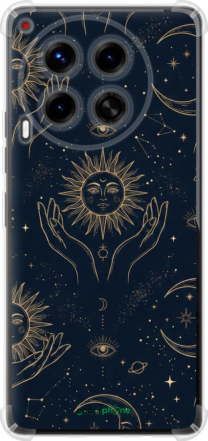 Силикон с усиленными углами чехол Celestial Harmony: Sun & Moon Gold Mystic Pattern для Tecno Camon 30 4g - 6778sp-3712 изображение 