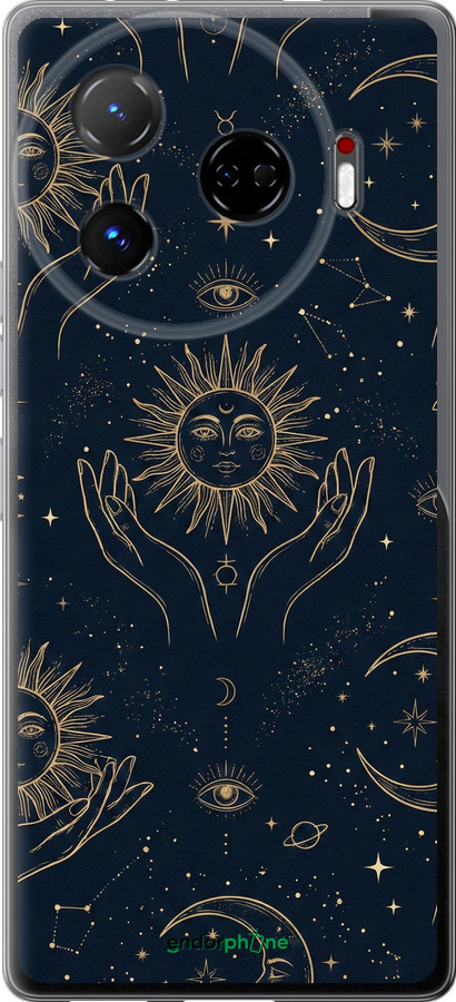 Силиконовый чехол Celestial Harmony: Sun & Moon Gold Mystic Pattern для Tecno Camon 30 pro 5G - 6778u-3713 изображение 