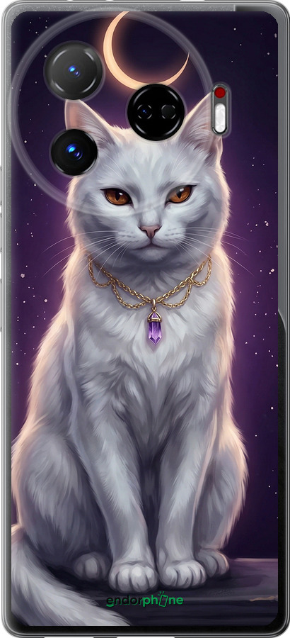 Силиконовый чехол Mystic White Cat Gothic Dark Purple Gold для Tecno Camon 30 pro 5G - 6805u-3713 изображение 