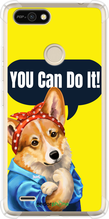 Силикон с усиленными углами чехол чехол с корги You Can Do It для Tecno Pop 2F B1F - 6184sp-2391 изображение 