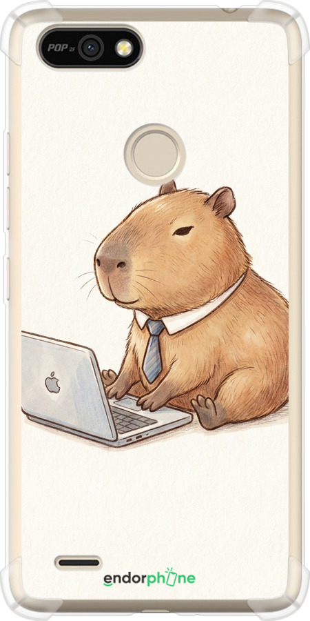 Силикон с усиленными углами чехол Funny Capybara CEO Working для Tecno Pop 2F B1F - 6777sp-2391 изображение 