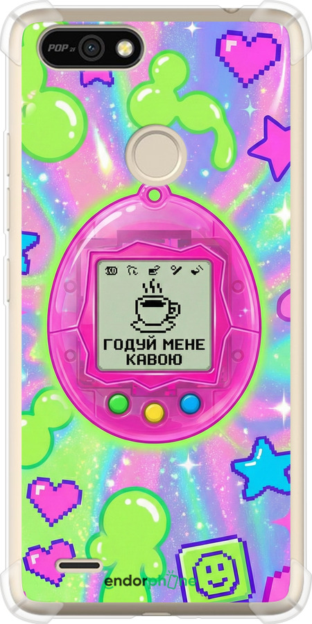 Силикон с усиленными углами чехол Y2K Aesthetic Retro Pet: Годуй мене кавою для Tecno Pop 2F B1F - 6784sp-2391 изображение 