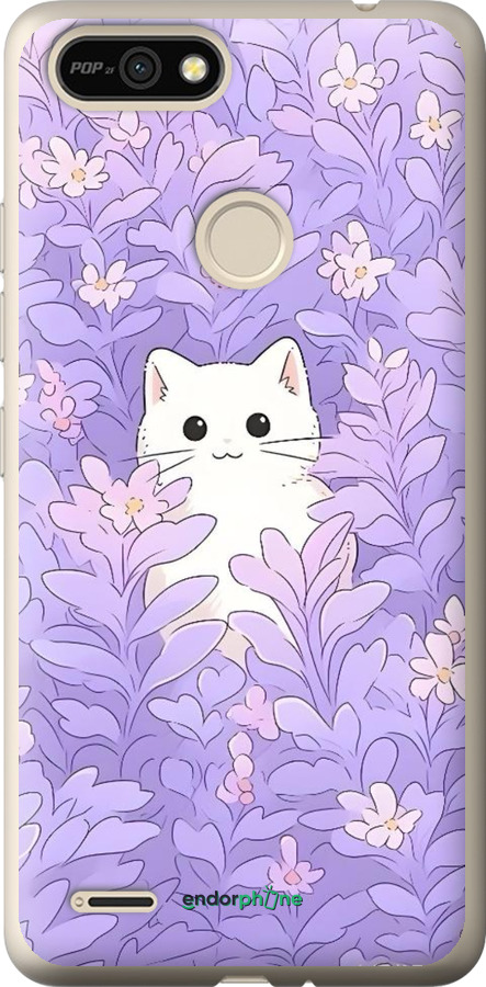 Силиконовый чехол Котик в цветах для Tecno Pop 2F B1F - 6390u-2391 изображение 