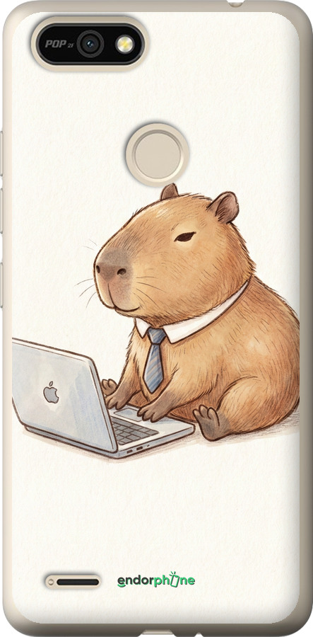 Силиконовый чехол Funny Capybara CEO Working для Tecno Pop 2F B1F - 6777u-2391 изображение 