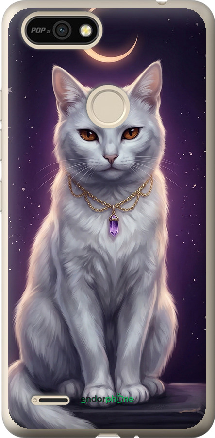 Силіконовий чехол Mystic White Cat Gothic Dark Purple Gold для Tecno Pop 2F B1F - 6805u-2391 изображение 