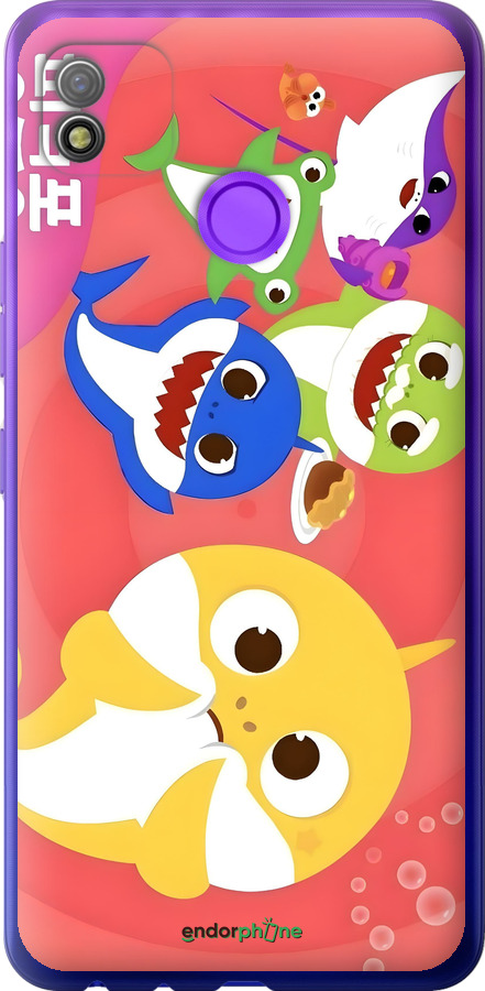 Силиконовый чехол Бейби Шаркс для Tecno Pop 4 BC2c - 6305u-2427 изображение 