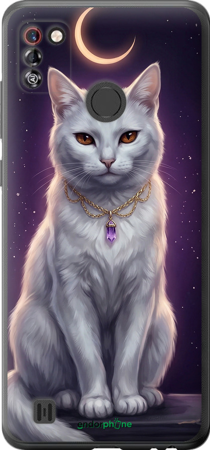 Силиконовый чехол Mystic White Cat Gothic Dark Purple Gold для Tecno Pop 4 Pro BC3 - 6805u-2444 изображение 