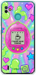 Силикон с усиленными углами чехол Y2K Aesthetic Retro Pet: Годуй мене кавою для Tecno Pop 5 BD2p - 6784sp-2412 изображение 