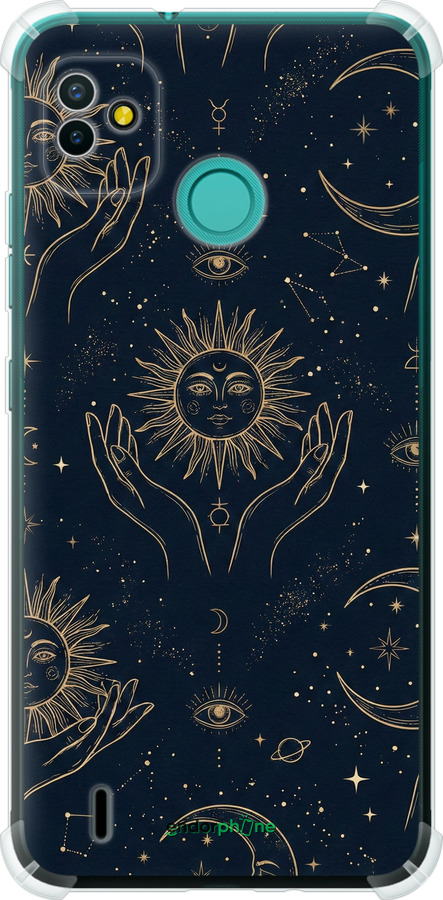 Силіконовий протиударний с посиленими кутами чехол Celestial Harmony: Sun & Moon Gold Mystic Pattern для Tecno Pop 5 BD2p - 6778sp-2412 изображение 
