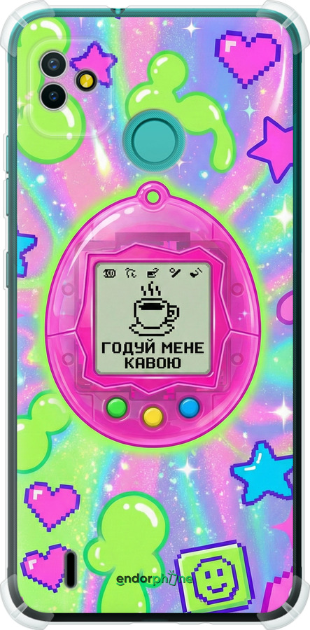 Силикон с усиленными углами чехол Y2K Aesthetic Retro Pet: Годуй мене кавою для Tecno Pop 5 BD2p - 6784sp-2412 изображение 