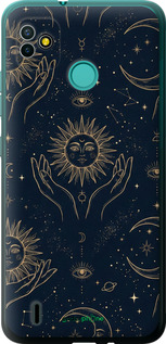 Силиконовый чехол Celestial Harmony: Sun & Moon Gold Mystic Pattern для Tecno Pop 5 BD2p - 6778u-2412 изображение 