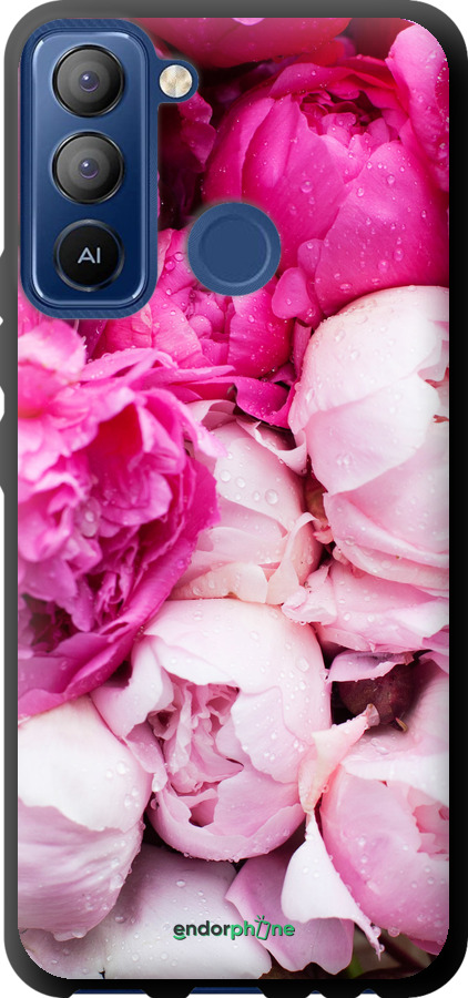 

Custodia in TPU nero Peonie rosa" for Tecno POP 5 LTE BD4"