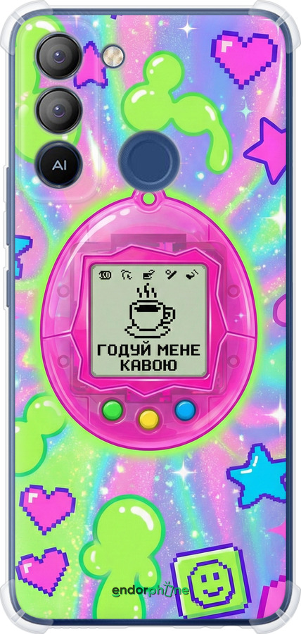 Силіконовий протиударний с посиленими кутами чехол Y2K Aesthetic Retro Pet: Годуй мене кавою для Tecno POP 5 LTE BD4 - 6784sp-2639 изображение 