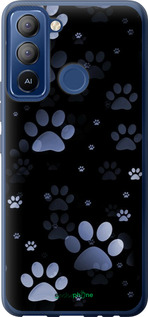 Силиконовый чехол С синими отпечатками лап для Tecno POP 5 LTE BD4 - 6441u-2639 изображение 