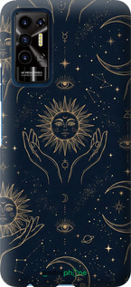 Силиконовый чехол Celestial Harmony: Sun & Moon Gold Mystic Pattern для Tecno Pova 2 - 6778u-2649 изображение 