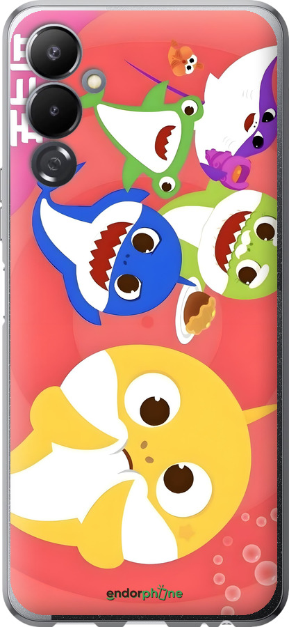 Силиконовый чехол Бейби Шаркс для Tecno Pova 4 LG7n - 6305u-2967 изображение 