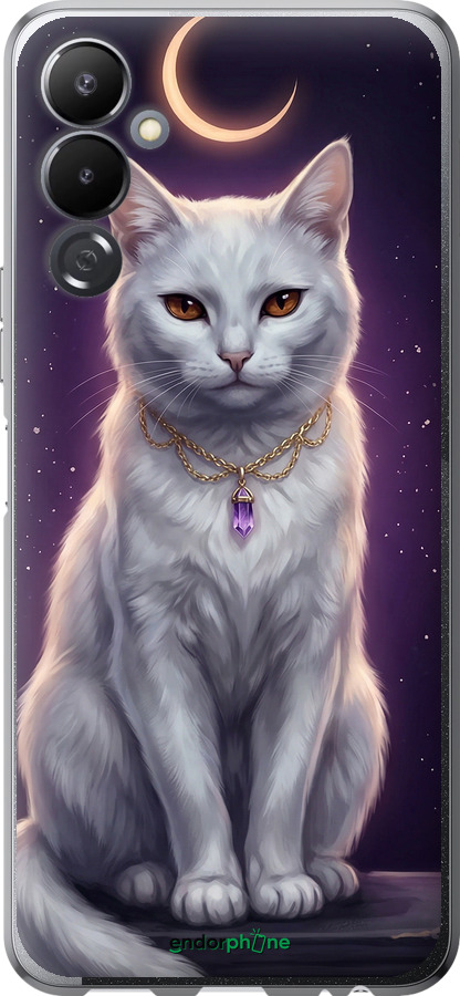 Силиконовый чехол Mystic White Cat Gothic Dark Purple Gold для Tecno Pova 4 LG7n - 6805u-2967 изображение 