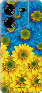 Силиконовый чехол Жёлто-голубые цветы для Tecno Pova 5 - 1048u-3139 изображение 