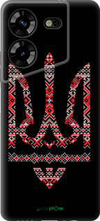 Силиконовый чехол Герб - вышиванка на черном фоне для Tecno Pova 5 - 1196u-3139 изображение 