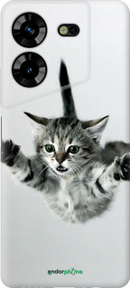 Силиконовый чехол Летящий котёнок для Tecno Pova 5 - 2322u-3139 изображение 