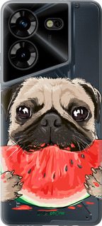 Силіконовий чехол Мопс і кавун для Tecno Pova 5 - 4665u-3139 изображение 