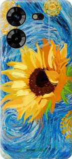 Силиконовый чехол Цветы желто-голубые для Tecno Pova 5 - 5308u-3139 изображение 