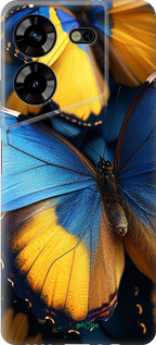 Силиконовый чехол Желто-голубые бабочки для Tecno Pova 5 - 6046u-3139 изображение 